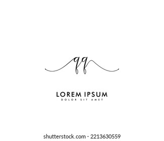 Letter QQ Initial handwriting logo with signature and hand drawn style.