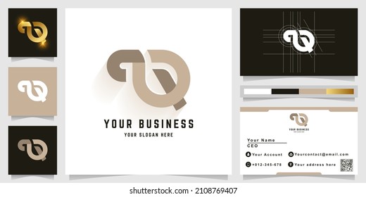 Letter qQ or qR monogram logo with business card design