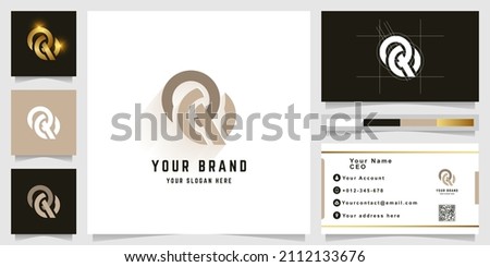 Letter QQ or RQ monogram logo with business card design