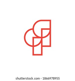letter qq simple geometric linear abstract logo vector