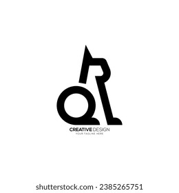 Letter QR with creative art cat shape modern monogram fashion logo