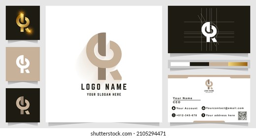 Letter qR or eR monogram logo with business card design