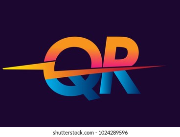 Letter QR logo with Lightning icon, letter combination Power Energy Logo design for Creative Power ideas, web, business and company.