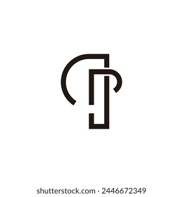 Buchstabe QR Überlappung Einfache lineare Logo-Vektorgrafik 