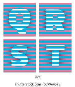  Letter Q,R,S,T abstract line color.