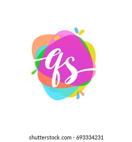 Letter QS logo with colorful splash background, letter combination logo design for creative industry, web, business and company.