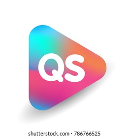 Letter QS logo in triangle shape and colorful background, letter combination logo design for business and company identity.
