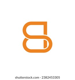 letter qs simple geometric linked logo vector 