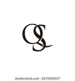 Letra QS Simple Linked Curves Vector de logotipo plano 3D 