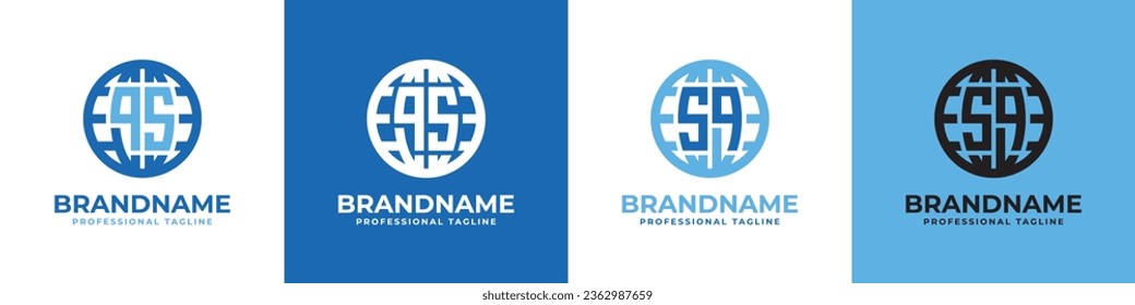 Letter QS and SQ Globe Logo Set, suitable for any business with QS or SQ initials.