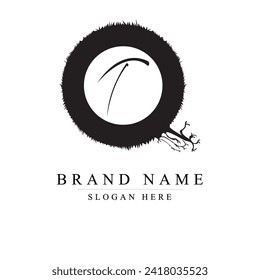 Letter QT handwritten logo vector design template. White background.