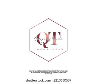 Letter QT Initial handwriting logo with signature and hand drawn style.