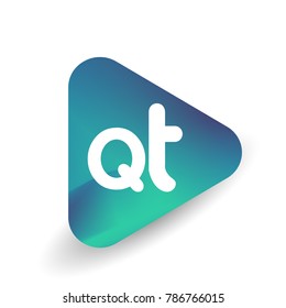 Letter QT logo in triangle shape and colorful background, letter combination logo design for business and company identity.
