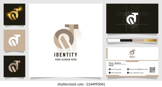 Letter QT or OJ monogram logo with business card design