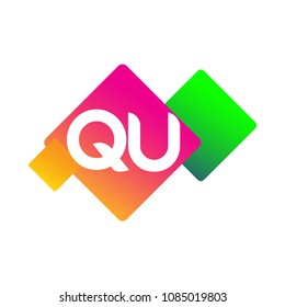 Letter QU logo with colorful geometric shape, letter combination logo design for creative industry, web, business and company.
