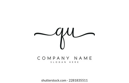 letter QU logo design handwriting signature style vector template.