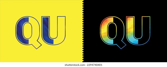 Plantilla vectorial de diseño de logotipo QU de carta. Moderno y creativo logotipo de lujo para la identidad empresarial