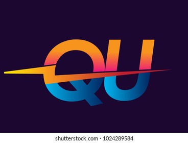 Letter QU logo with Lightning icon, letter combination Power Energy Logo design for Creative Power ideas, web, business and company.