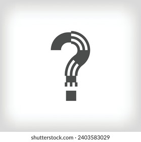 Letter question mark linear modern logo. The letter is in line strip form. Alphabet letter character and linear abstract design. logo, corporate identity, application, creative poster and more.