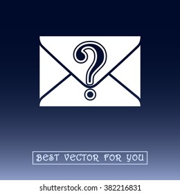 Letter with question mark sign icon, vector illustration. Flat design style