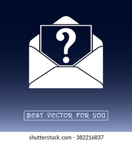 Letter with question mark sign icon, vector illustration. Flat design style