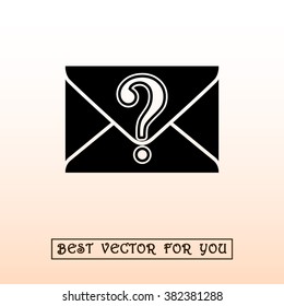 Letter with question mark sign icon, vector illustration. Flat design style