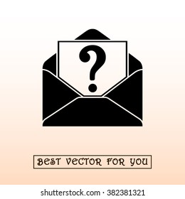 Letter with question mark sign icon, vector illustration. Flat design style