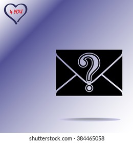 Letter with question mark sign icon, vector illustration. Flat design style