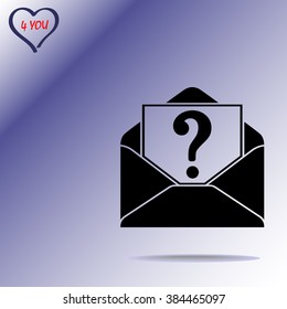Letter with question mark sign icon, vector illustration. Flat design style