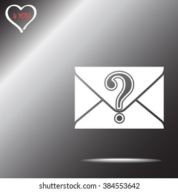 Letter with question mark sign icon, vector illustration. Flat design style