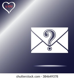 Letter with question mark sign icon, vector illustration. Flat design style