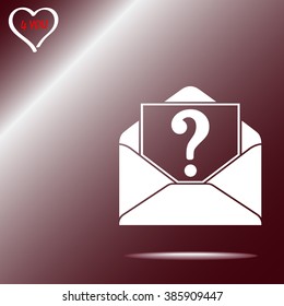 Letter with question mark sign icon, vector illustration. Flat design style