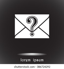 Letter with question mark sign icon, vector illustration. Flat design style