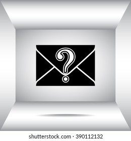 Letter with question mark sign icon, vector illustration. Flat design style