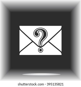 Letter with question mark sign icon, vector illustration. Flat design style