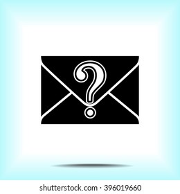 Letter with question mark sign icon, vector illustration. Flat design style