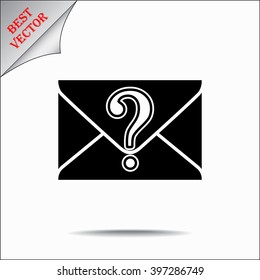 Letter with question mark sign icon, vector illustration. Flat design style
