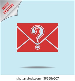 Letter with question mark sign icon, vector illustration. Flat design style