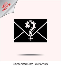 Letter with question mark sign icon, vector illustration. Flat design style