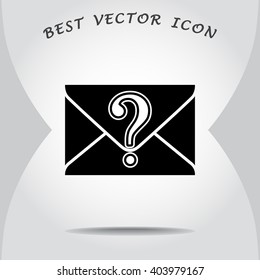 Letter with question mark sign icon, vector illustration. Flat design style