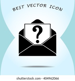 Letter with question mark sign icon, vector illustration. Flat design style