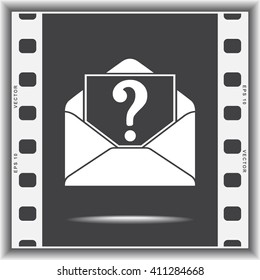 Letter with question mark sign icon, vector illustration. Flat design style