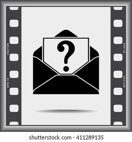 Letter with question mark sign icon, vector illustration. Flat design style