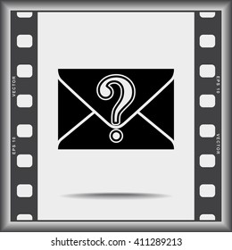 Letter with question mark sign icon, vector illustration. Flat design style