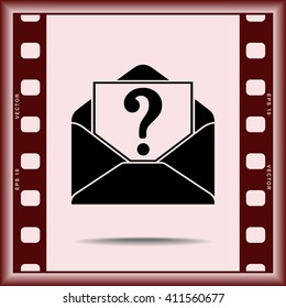 Letter with question mark sign icon, vector illustration. Flat design style