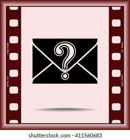 Letter with question mark sign icon, vector illustration. Flat design style