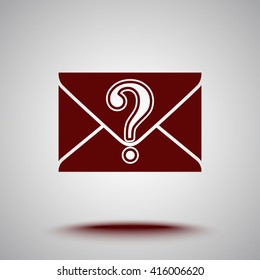 Letter with question mark sign icon, vector illustration. Flat design style