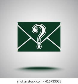 Letter with question mark sign icon, vector illustration. Flat design style