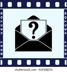 Letter with question mark sign icon, vector illustration. Flat design style
