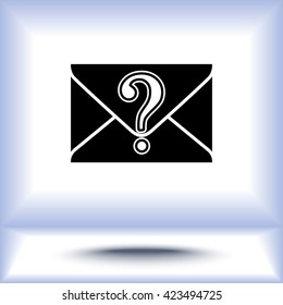 Letter with question mark sign icon, vector illustration. Flat design style